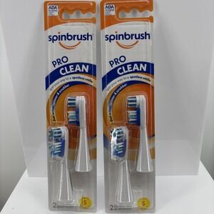 Spinbrush Pro Clean Replacement Brush Heads Lot of 2 Packs 4 Heads New Sealed